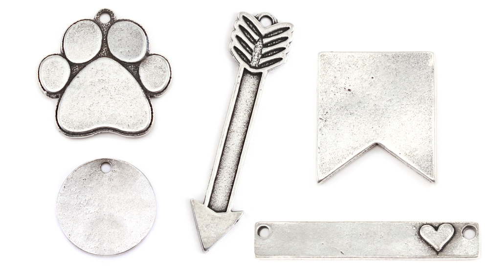 Metal Stamping Blanks Pewter Heart with Raised Awareness Ribbon, 19.2mm (.76") x 15.8mm (.62"), 16g